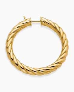 Sculpted Cable Hoop Earrings 18K Yellow Gold, 38mm