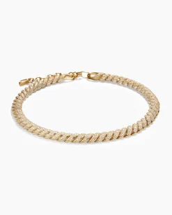Sculpted Cable Necklace 18K Yellow Gold with Diamonds, 8.5mm