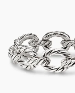 Sculpted Cable Oval Link Bracelet Sterling Silver, 18mm
