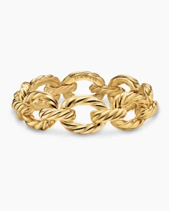 Sculpted Cable Oval Link Bracelet 18K Yellow Gold, 18mm