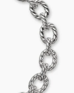 Sculpted Cable Oval Link Necklace Sterling Silver, 18mm