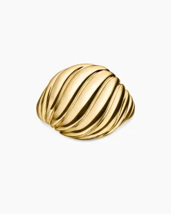 Sculpted Cable Pinky Ring 18K Yellow Gold, 13mm
