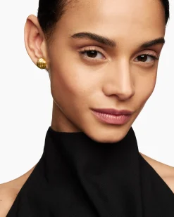 Sculpted Cable Stud Earrings 18K Yellow Gold, 14mm