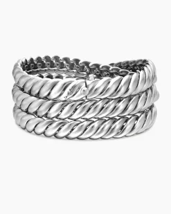 Sculpted Cable Triple Wrap Bracelet Sterling Silver, 8.5mm