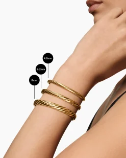 Sculpted Cable X Bracelet 18K Yellow Gold with Diamonds, 4.6mm