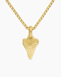Shark Tooth Amulet 18K Yellow Gold, 17mm