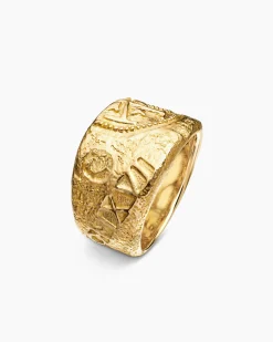 Shipwreck Cigar Band Ring 18K Yellow Gold, 15mm