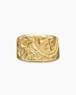 Shipwreck Cigar Band Ring 18K Yellow Gold, 15mm