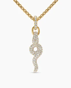 Snake Amulet 18K Yellow Gold with Emeralds and Diamonds, 23.5mm