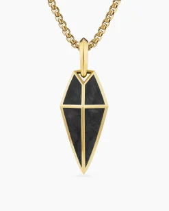 Spearpoint Amulet 18K Yellow Gold with Forged Carbon, 27mm