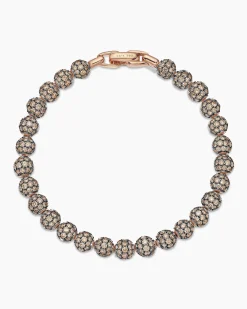 Spiritual Beads Bracelet 18K Rose Gold and Pavé Cognac Diamonds, 6mm
