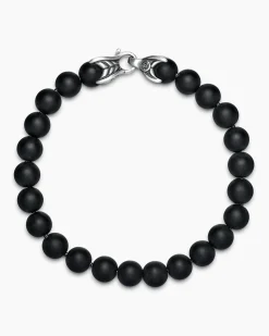 Spiritual Beads Bracelet Sterling Silver with Black Onyx, 8mm
