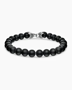 Spiritual Beads Bracelet Sterling Silver with Black Onyx, 8mm