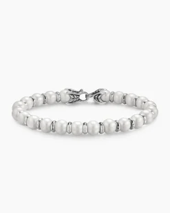 Spiritual Beads Bracelet Sterling Silver with Pearls, 8mm