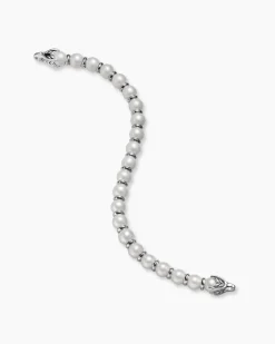 Spiritual Beads Bracelet Sterling Silver with Pearls, 8mm