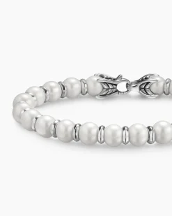 Spiritual Beads Bracelet Sterling Silver with Pearls, 8mm