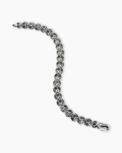 Spiritual Beads Faceted Bracelet Sterling Silver with Pavé Black Diamonds, 8mm