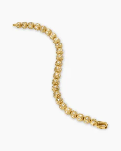 Spiritual Beads Faceted Bracelet 18K Yellow Gold with Pavé Diamonds, 8mm