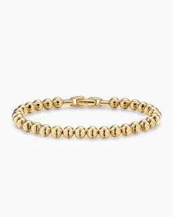 Spiritual Beads Metal Bead Bracelet 18K Yellow Gold, 6mm