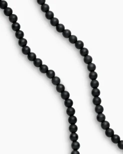 Spiritual Beads Necklace Black Onyx with Sterling Silver, 5mm