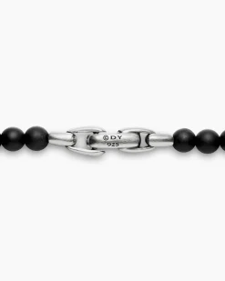 Spiritual Beads Necklace Black Onyx with Sterling Silver, 5mm