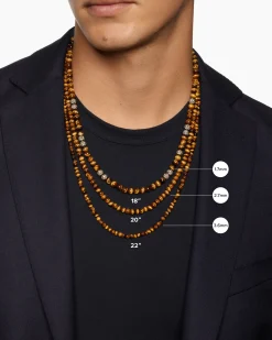 Spiritual Beads Necklace Black Onyx with Sterling Silver, 5mm