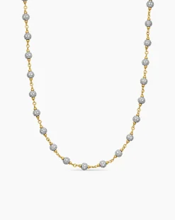Spiritual Beads Necklace 18K Yellow Gold with Diamonds, 6mm