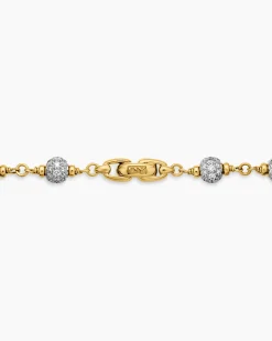 Spiritual Beads Necklace 18K Yellow Gold with Diamonds, 6mm