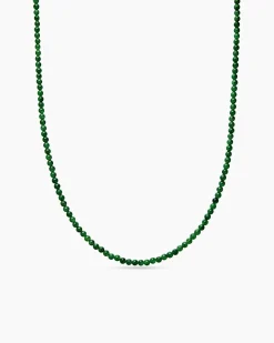 Spiritual Beads Necklace Nephrite Jade and 18K Yellow Gold, 4mm