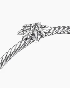 Starburst Center Station Bracelet Sterling Silver with Diamonds, 3mm