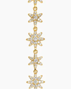 Starburst Drop Earrings 18K Yellow Gold with Diamonds, 70.9mm