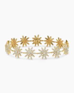 Starburst Pavé Tennis Bracelet 18K Yellow Gold with Diamonds, 12.3mm