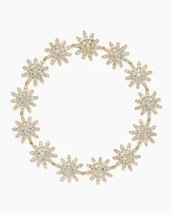 Starburst Pavé Tennis Bracelet 18K Yellow Gold with Diamonds, 12.3mm