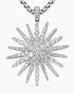 Starburst Pendant 18K White Gold with Full Pavé Diamonds, 33.7mm