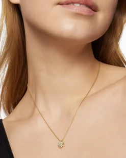 Starburst Pendant Necklace 18K Yellow Gold with Diamonds, 11mm