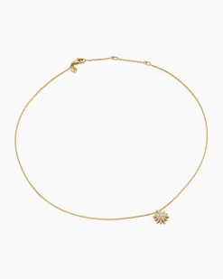 Starburst Pendant Necklace 18K Yellow Gold with Diamonds, 11mm