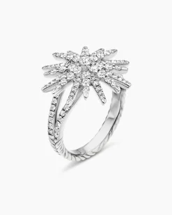 Starburst Ring 18K White Gold with Diamonds, 20mm