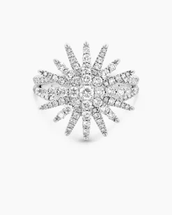 Starburst Ring 18K White Gold with Diamonds, 20mm