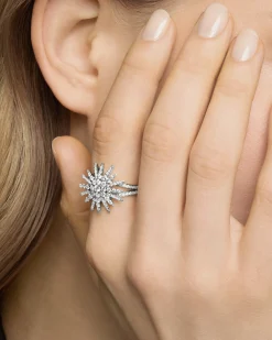 Starburst Ring 18K White Gold with Diamonds, 20mm