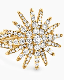 Starburst Ring 18K Yellow Gold with Diamonds, 20mm