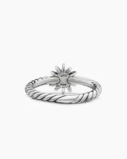 Starburst Teen Ring Sterling Silver with Center Diamond, 8mm