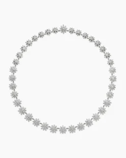 Starburst Tennis Necklace 18K White Gold with Diamonds, 12.5mm