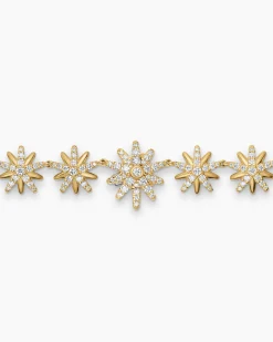 Starburst Tennis Necklace 18K Yellow Gold with Diamonds, 12.5mm