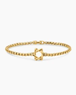Star of David Station Bracelet 18K Yellow Gold, 3.4mm