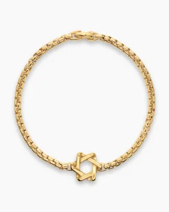 Star of David Station Bracelet 18K Yellow Gold, 3.4mm