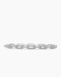 Stax Chain Link Bracelet 18K White Gold with Diamonds, 4mm