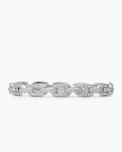 Stax Chain Link Bracelet 18K White Gold with Diamonds, 7mm