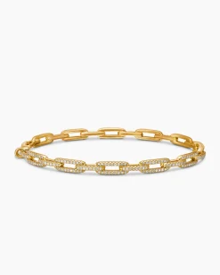 Stax Chain Link Bracelet 18K Yellow Gold with Diamonds, 4mm