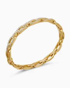 Stax Chain Link Bracelet 18K Yellow Gold with Diamonds, 7mm