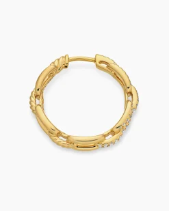 Stax Chain Link Hoop Earrings 18K Yellow Gold with Diamonds, 23.8mm